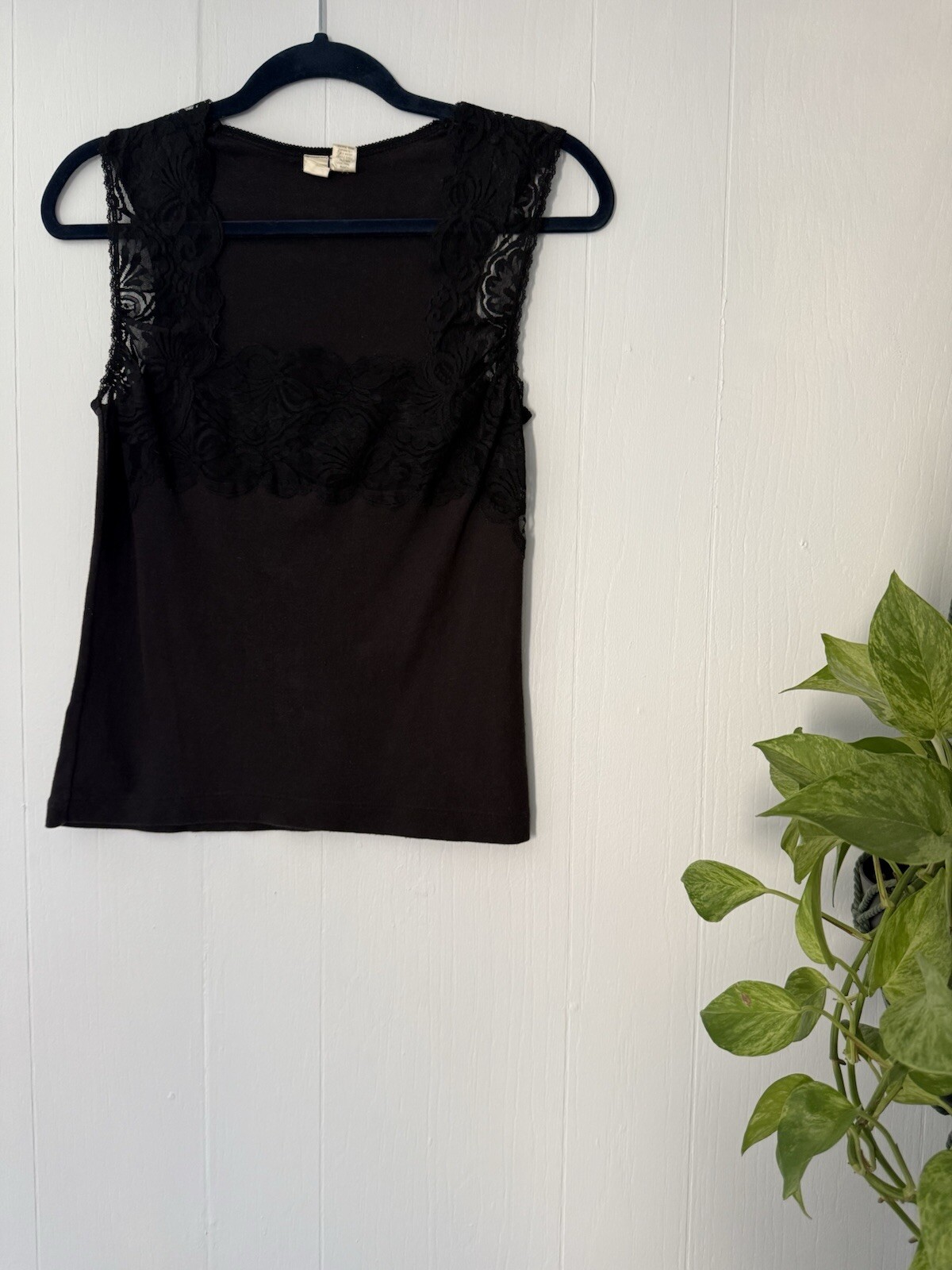 Vintage 80 Victoria’s Secret Gold Crown Label Black See Lace Thru Grunge Goth