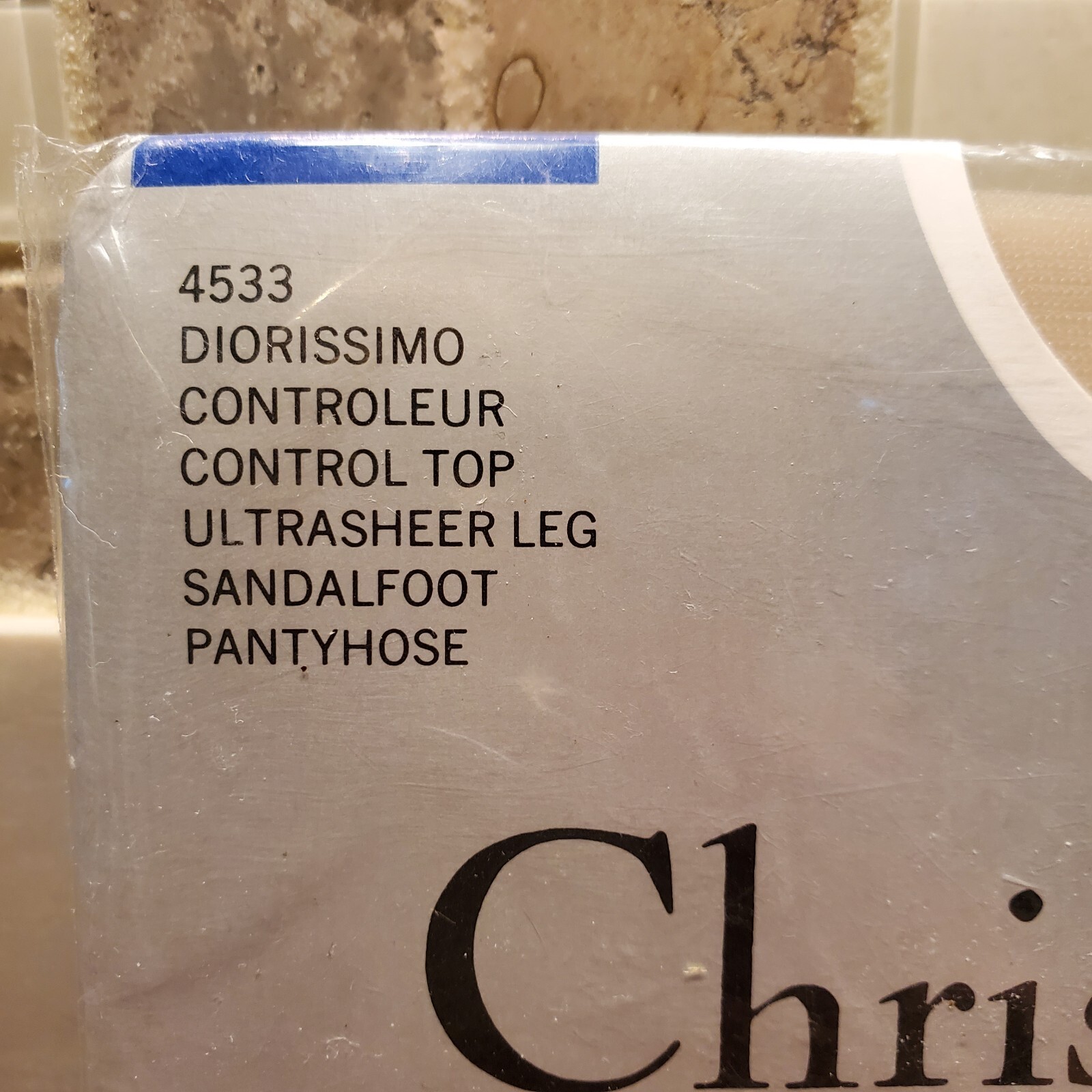 VTG CHRISTIAN DIOR Pantyhose Ultra Sheer Sandalfoot Size 1 Ash DIORISSIMO
