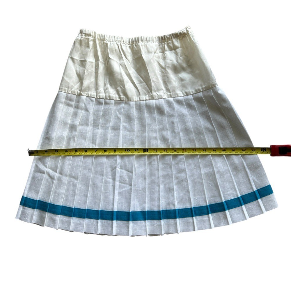 Preppy Tennis Cottage Fitness Vintage 90s White & Blue Pleated Comfy Cheer Skirt