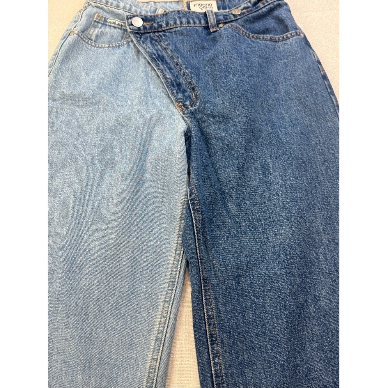 Insane Gene Two-Tone Denim Wide Leg Jeans – Blue Womens Size 26 / 5 90s Y2K