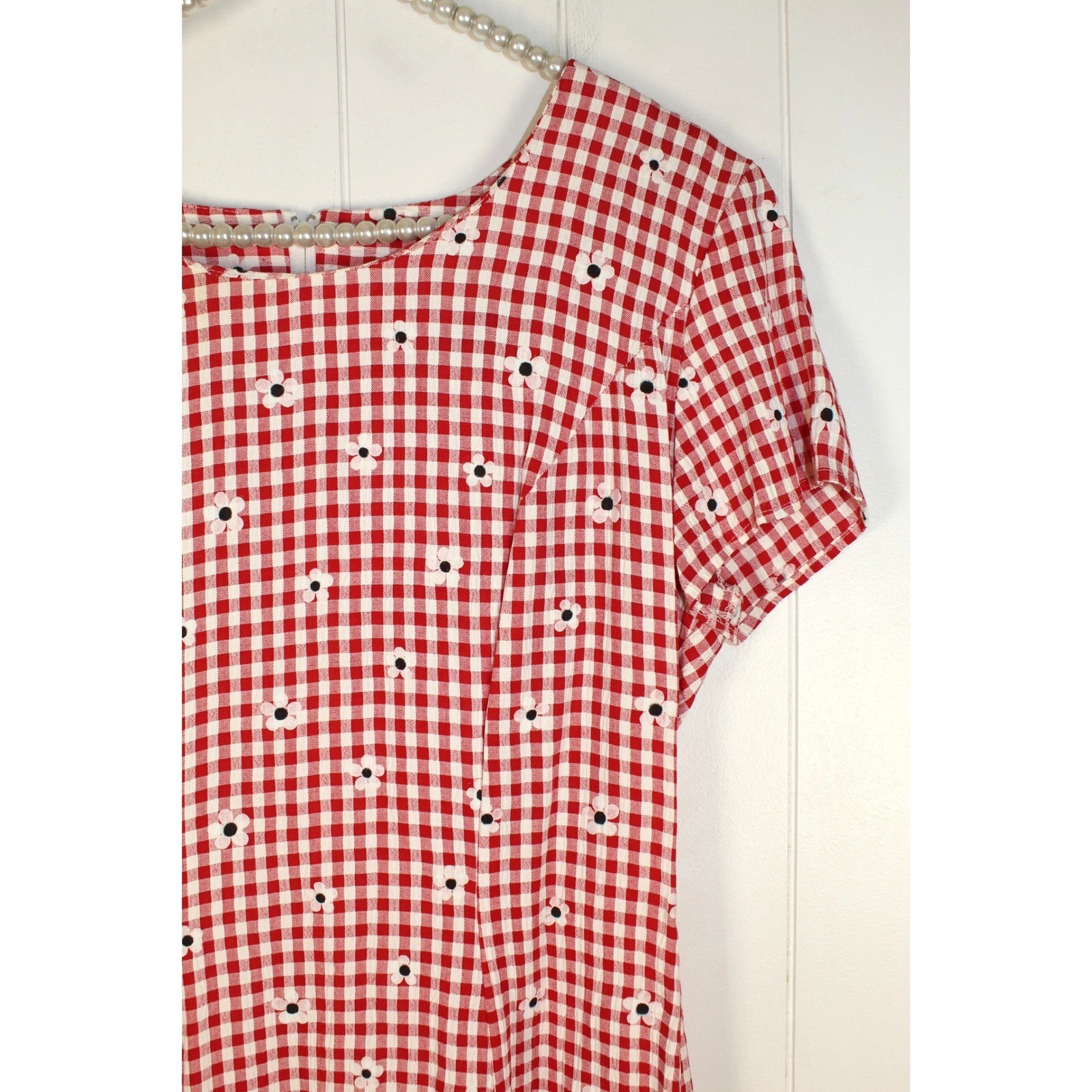 VTG BE Smart 80’s Reg Gingham Short Sleeve Tie Waist Mini Dress Rear Zip 11/12