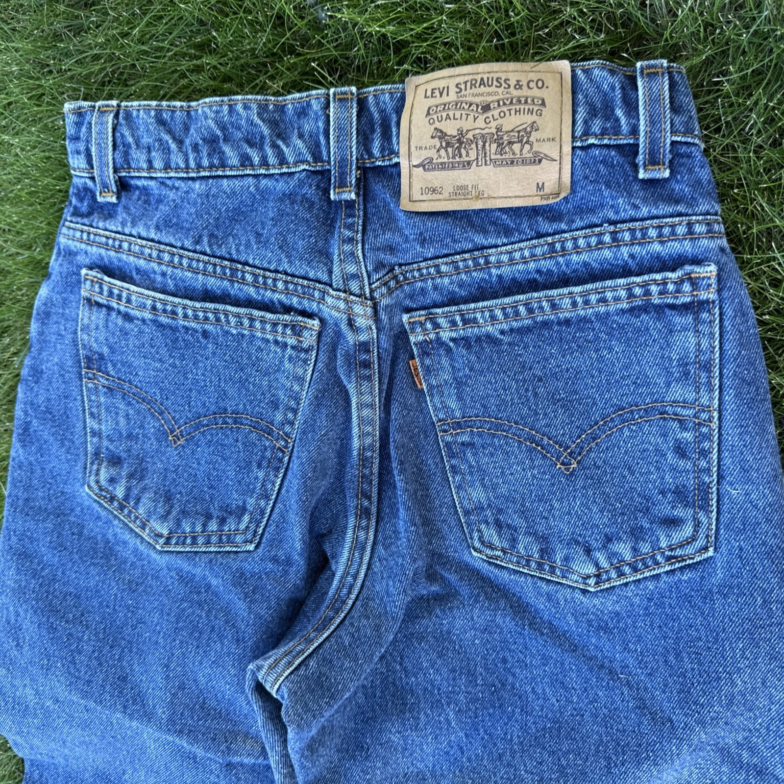 Vintage 1997 Levi’s 960 Orange Tab Loose Fit Straight Leg Jeans Size 5 JR M Blue