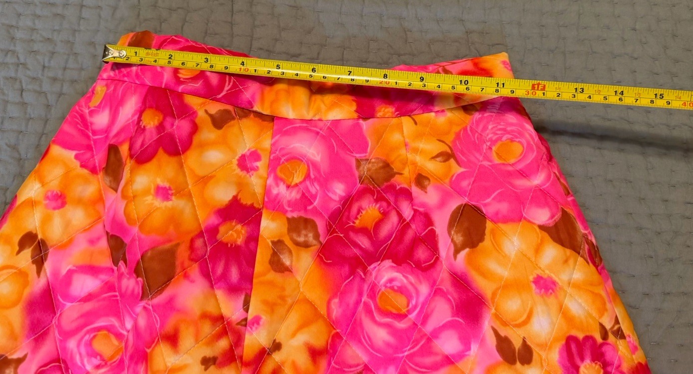 Vintage Custom Pink Yellow Quilted Floral Maxi Skirt-XS/S