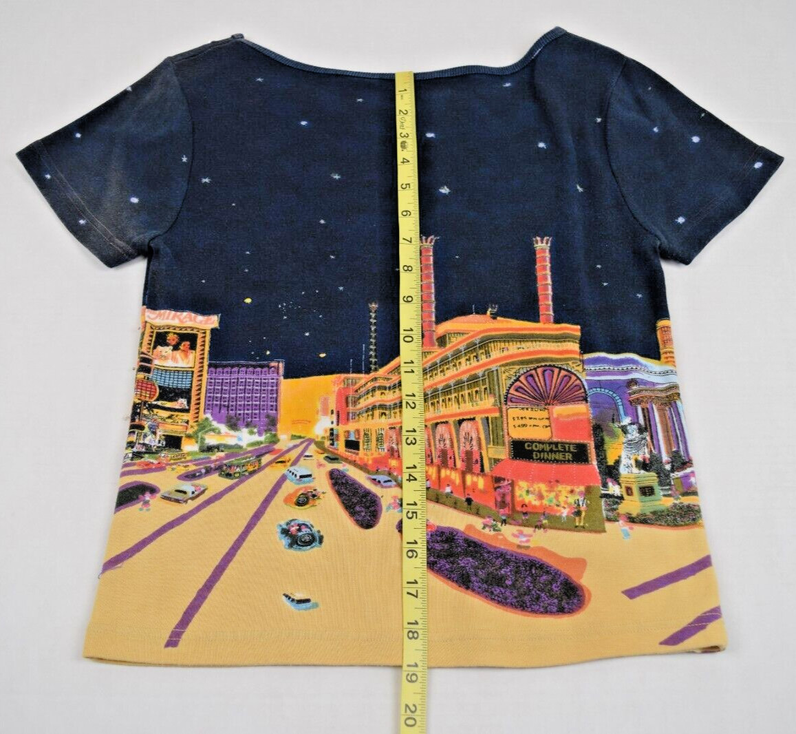 VTG Las Vegas Top Take Two Size S/M 80s City Scape Mirage Siegfried Roy Sequins