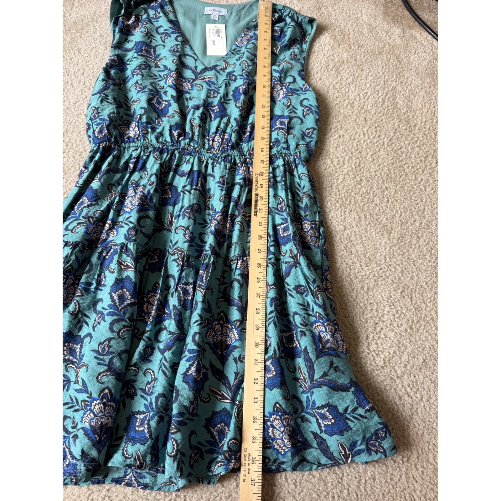 Evereve Mini Dress Georgia NEW Sleeveless Floral Blue Teal Multi XL