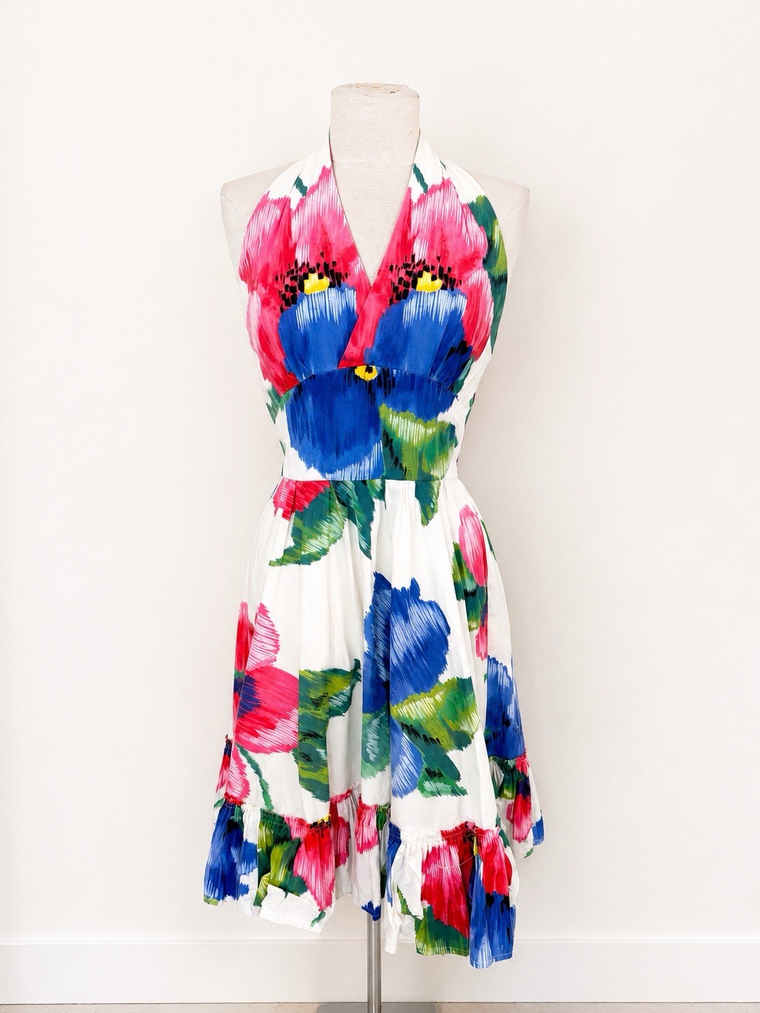 Vintage 60s Halter Fit & Flare Dress Size 4 Palm Springs Resort Glam Mod MCM