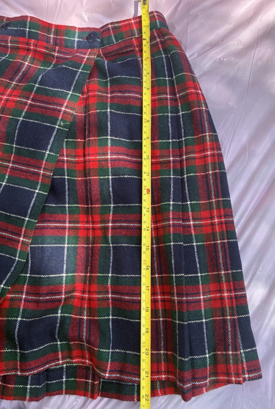 Diana Marco Vintage Women’s Skirt 80s Plaid Pleated Knee-Length Red Blue Sz 16/L