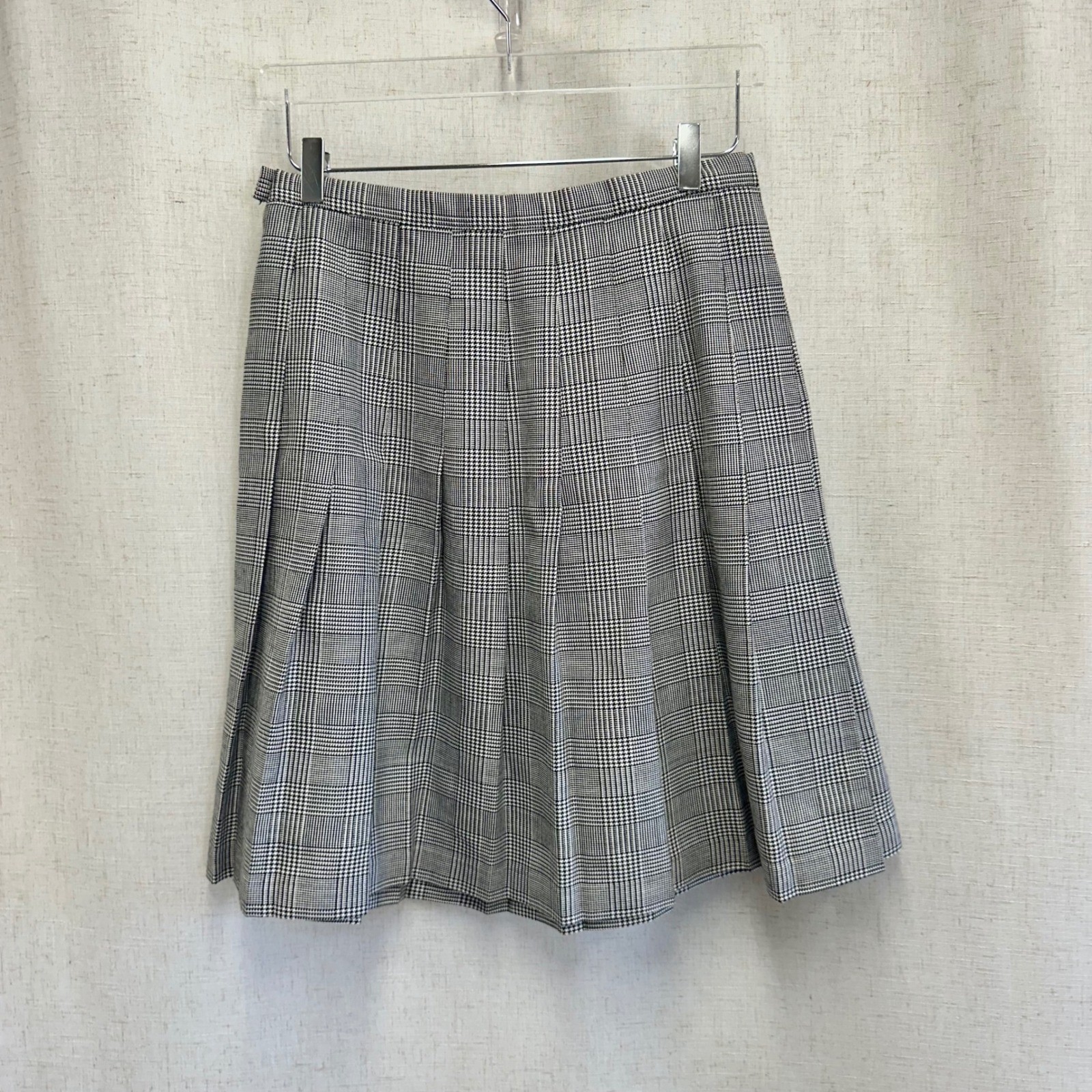 Briggs New York Vintage Glen Plaid Houndstooth Pleated Skirt Black White Size 14