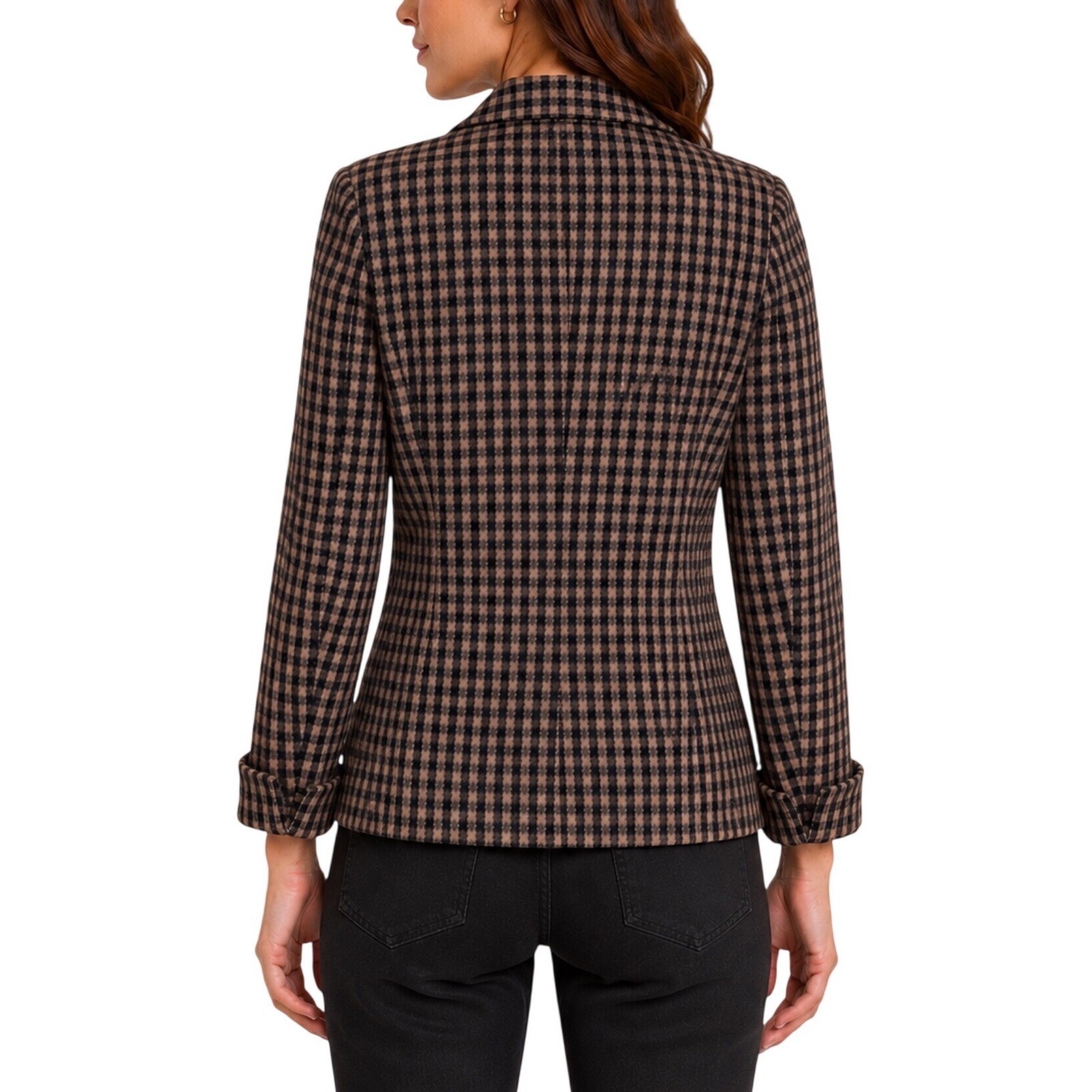 Giorgio Armani Le Collezioni Vintage Wool Plaid Cropped Blazer Women 12 Italy