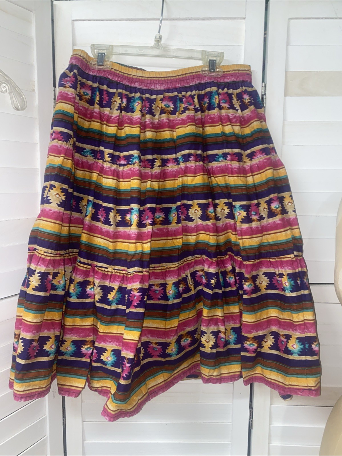 80s 90’s Rodeo Western Wear Cotton Skirt Country Southwest Aztec Large
