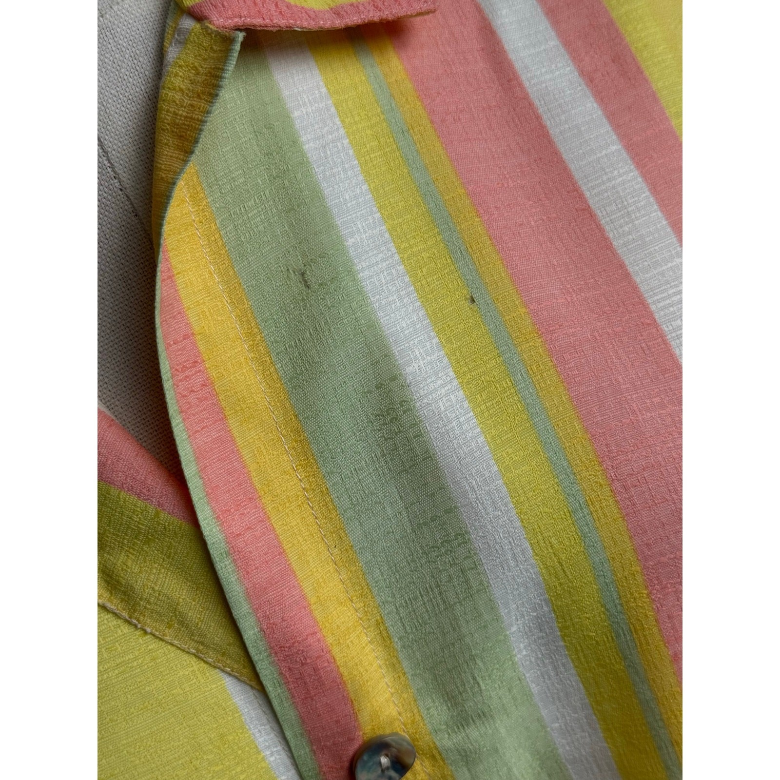 Vintage 1960s Johns of California Striped House Coat Womens Med Rainbow Sherbet