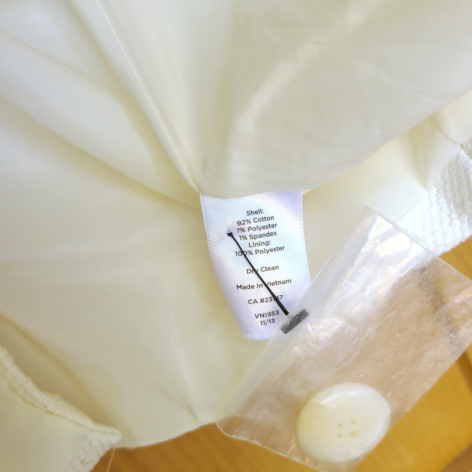Talbots Sz 14 Cream Cotton Blend Quiet Luxury Old Money Long Line Dress Coat