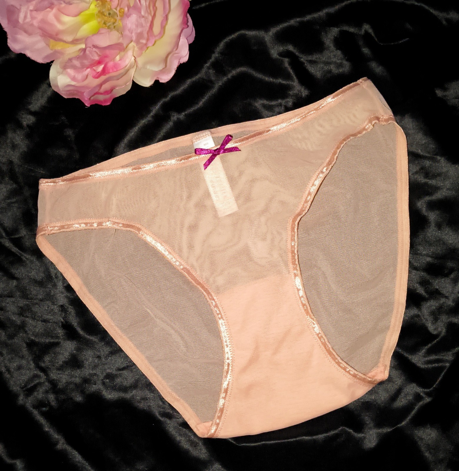 Vintage NWOT Y2K Gilligan O’Malley Sheer Coral Mesh Bikini Hipsters Size 5/Small