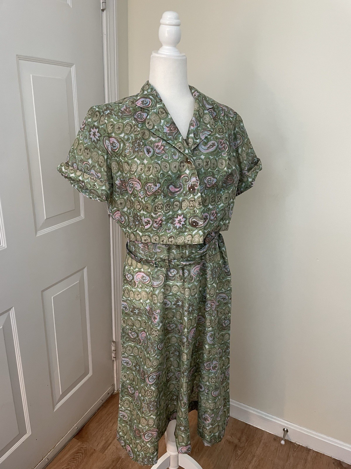 Hand Made Vintage Dress With Matching Shirt Jacket And Belt 1950’s