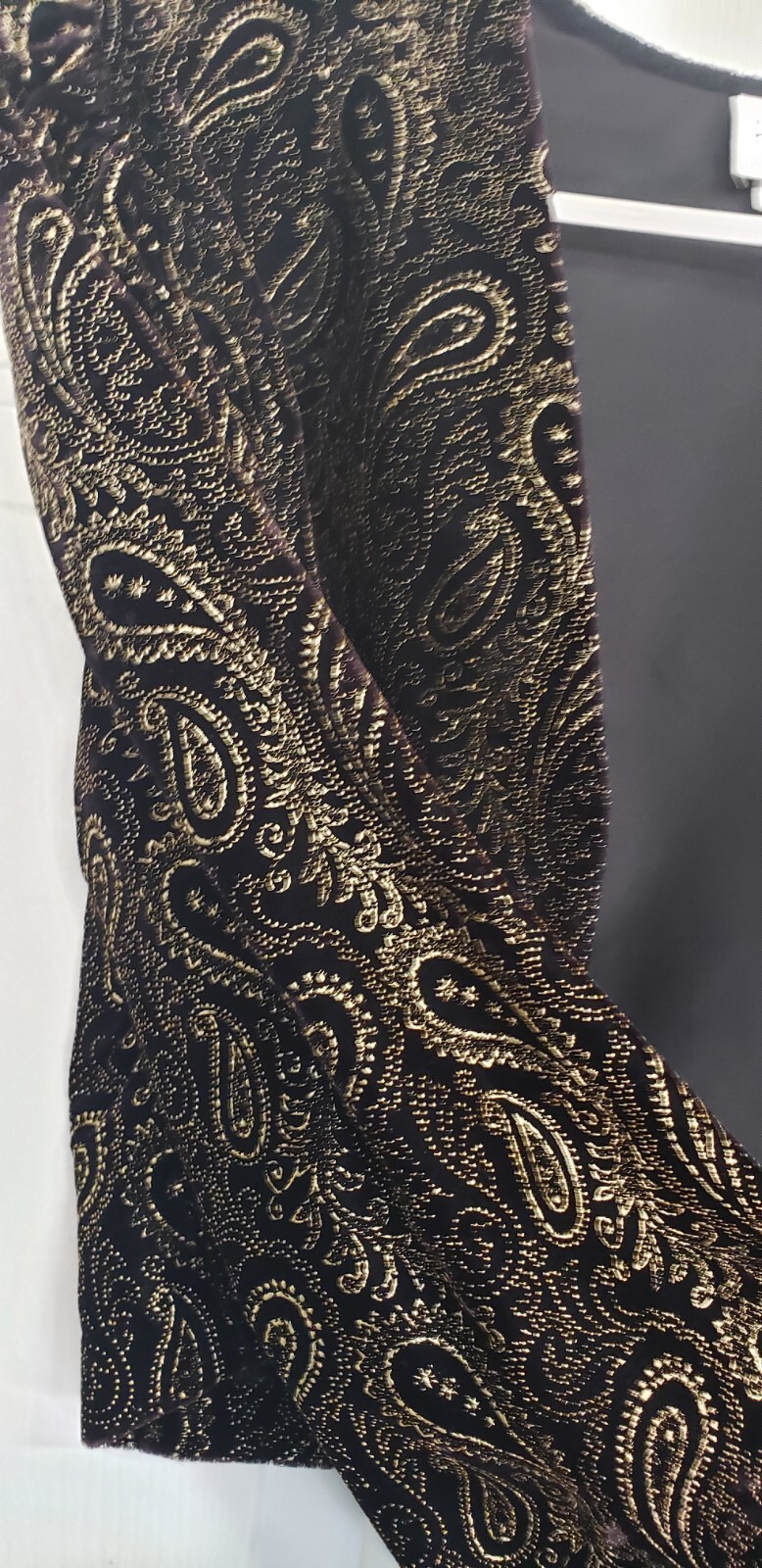 Vintage 80/90’s Cropped Black Velvet Gold Floral Paisley Bolero Jacket Size 14