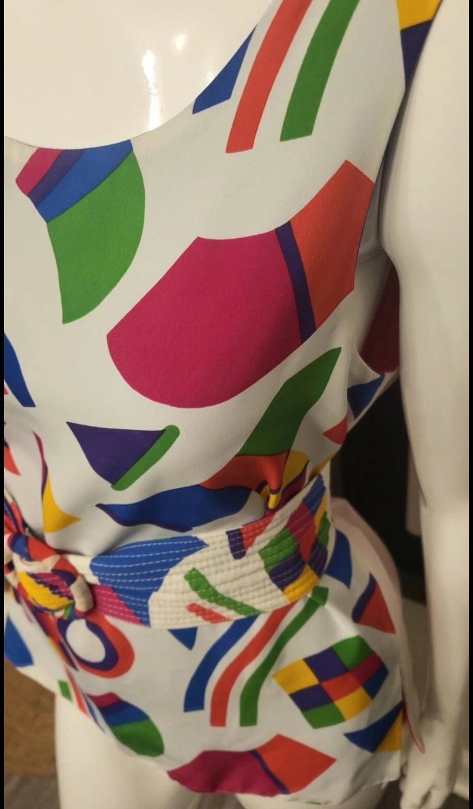 Vintage Patchington 80’s Geometric Belted Top SM Retro