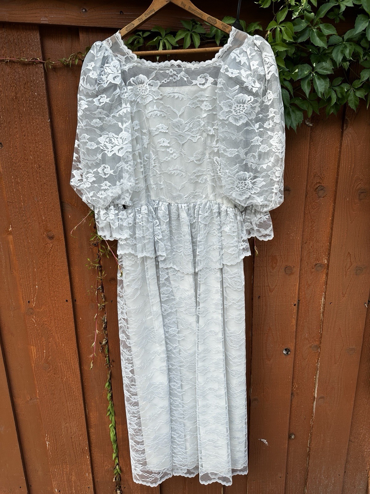 Vintage Cachet By Bari Protas Gray Lace Maxi Dress Size 5/6