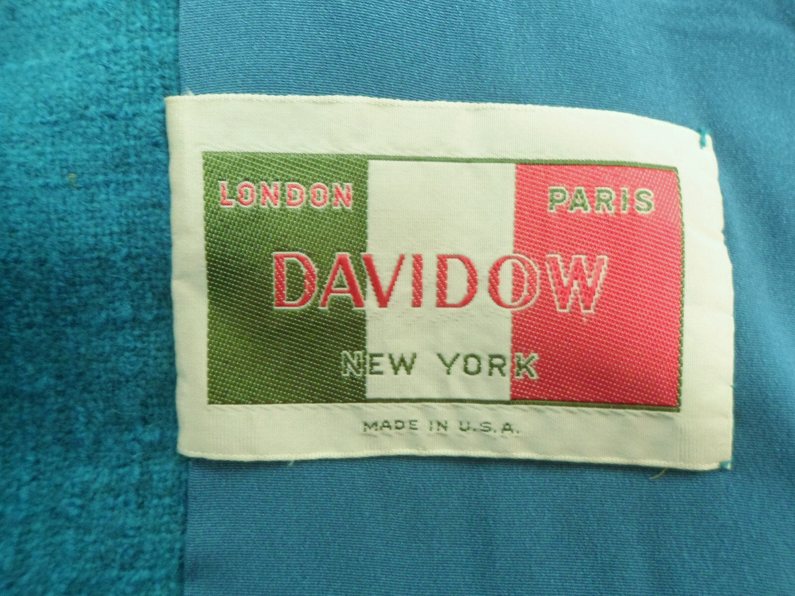 Vintage Davidow Wool Turquoise Blue Skirt Suit