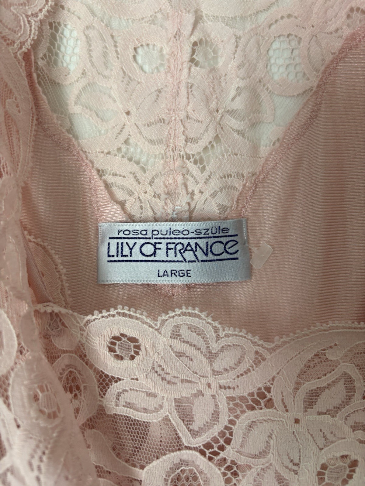 Vtg Lily Of France Robe and Long Slip Large Pink Blush Satin Lace