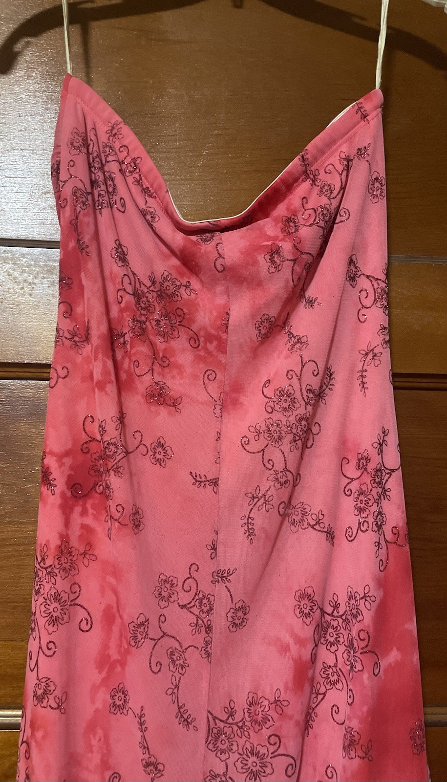 Vintage Taboo Pink Coral Sparkley Tube Top Homecoming Dress Juniors Size Medium