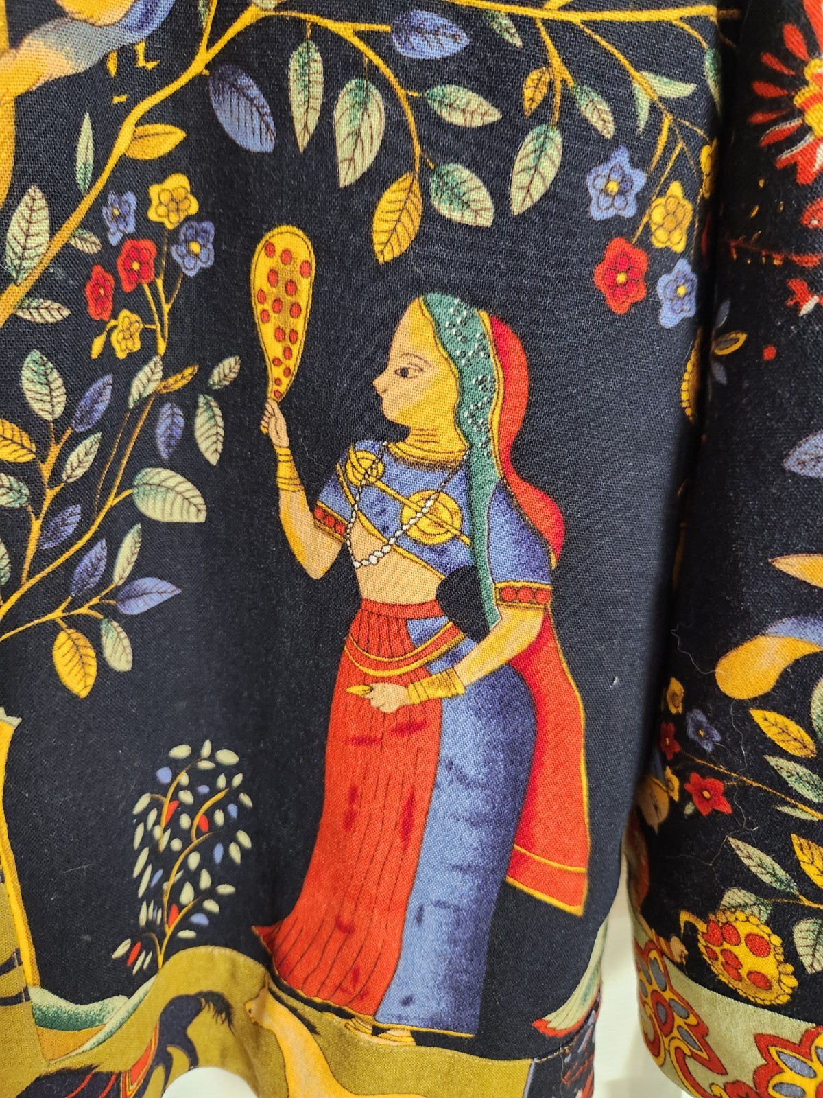 Vtg Women’s Asian Indian Bali Style Folk Art Jacket Wearable Art Tree Of Life