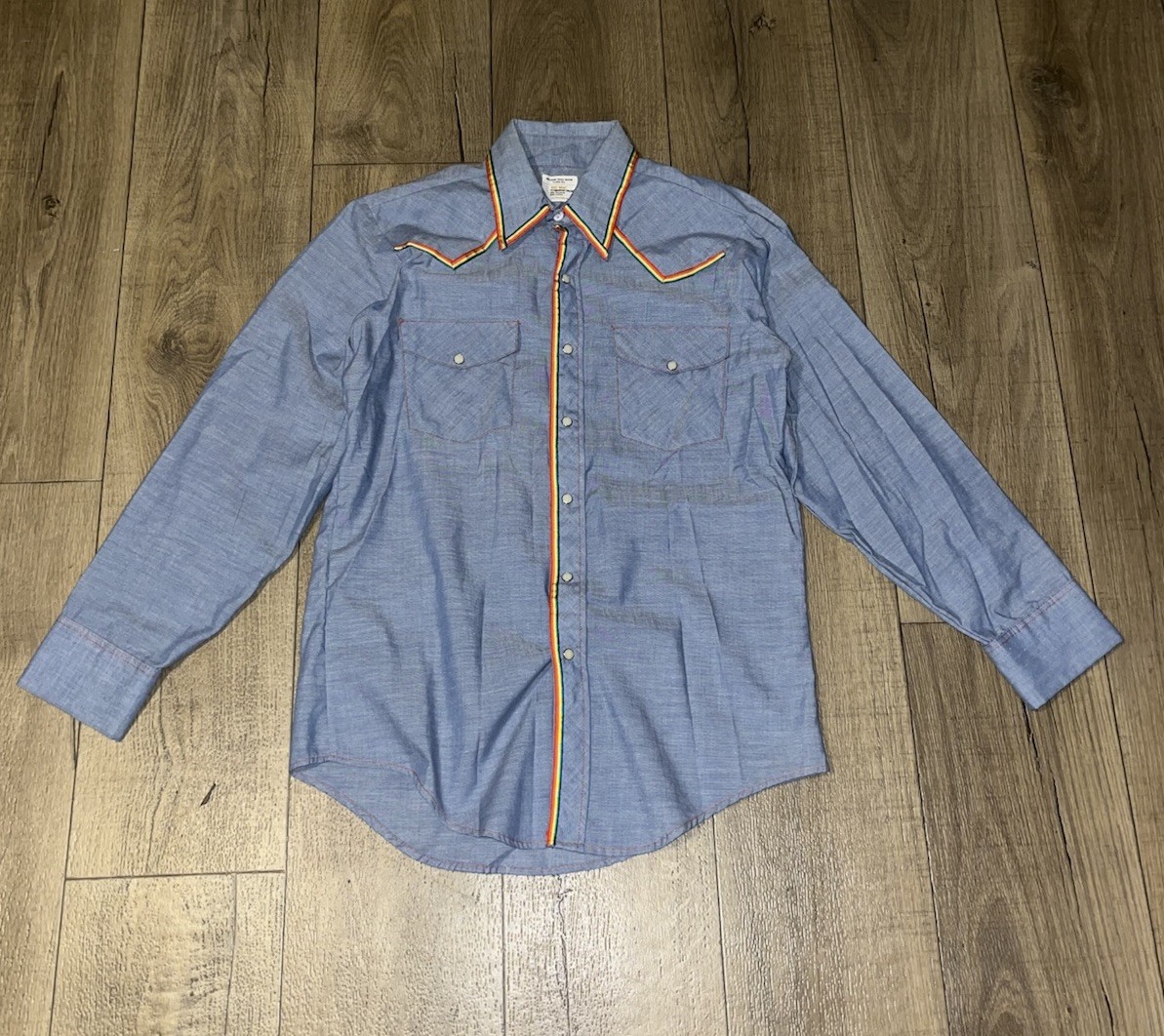 Vintage JC Penney Big Mac Shirt Womens Medium Blue Embroidered Rooster II108