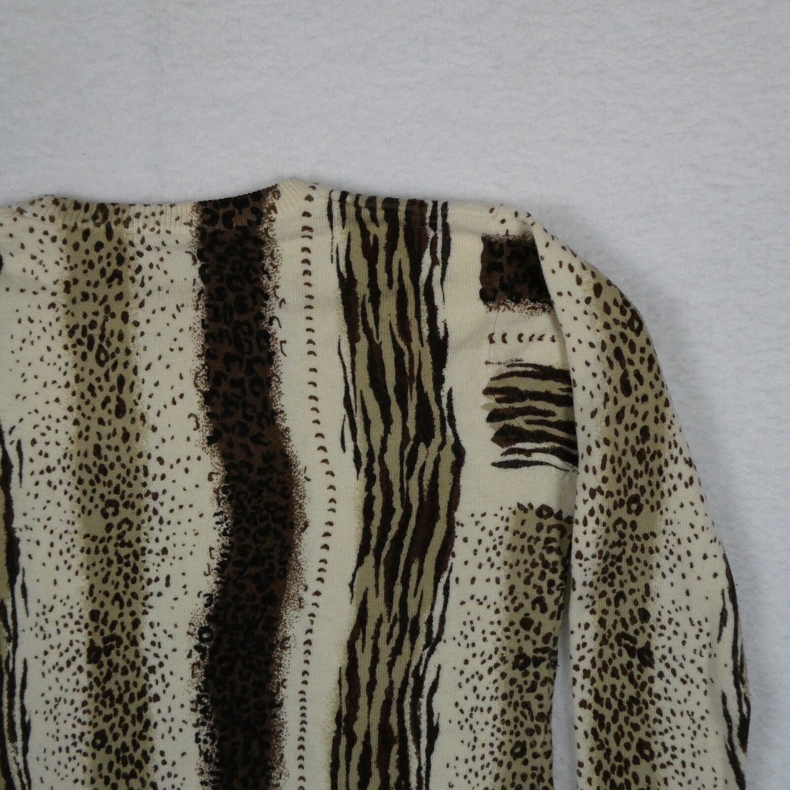 Vintage C.M. Shapes Sweater Women Size Medium Multicolor Leopard Print Pull Over