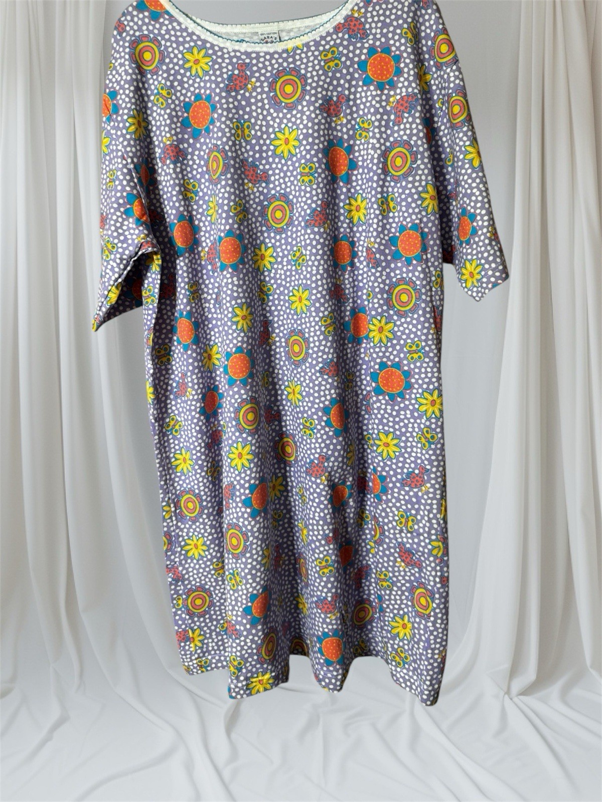VTG 90s Sara’s Prints Natural Fiber Clothing Sleep Shirt Size Small Flowers Sun