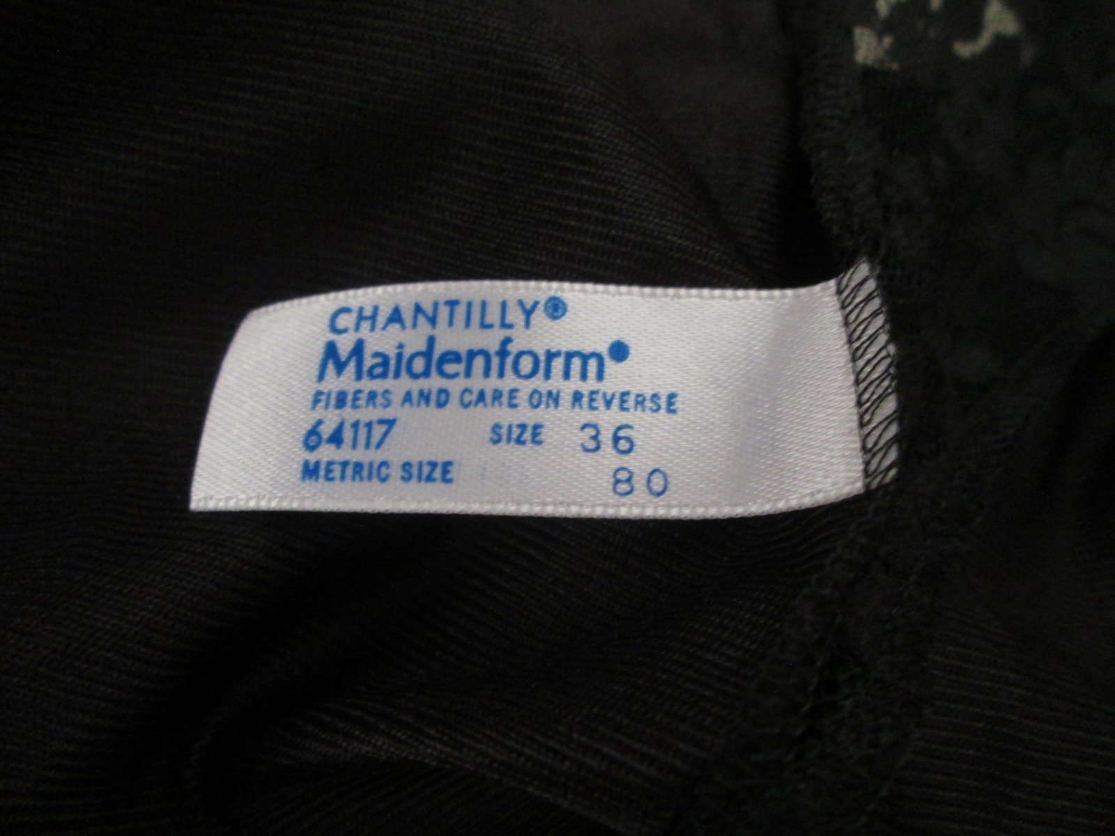 Vtg Maidenform Chantilly Bodysuit teddy Lingerie black Nylon Lacy 36 #64117