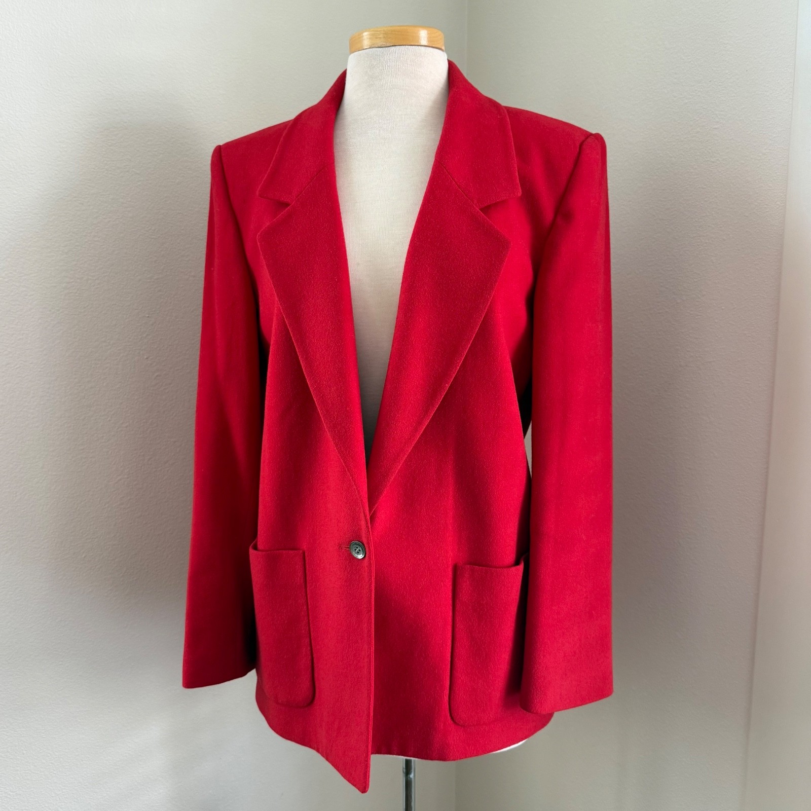 Vintage I. Magnin Design Studio Women’s Red Blazer Jacket Size L Pockets