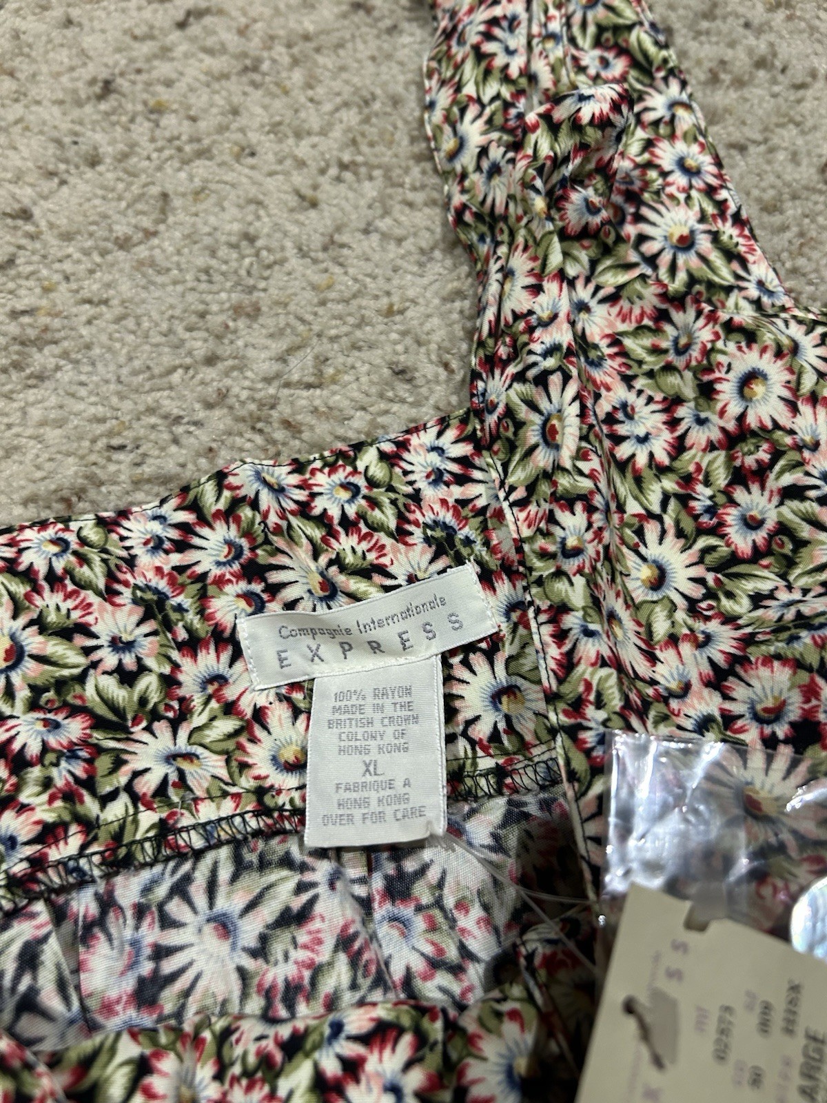New VINTAGE Compagnie Internationale EXPRESS size XL DRESS Maxi Floral H26