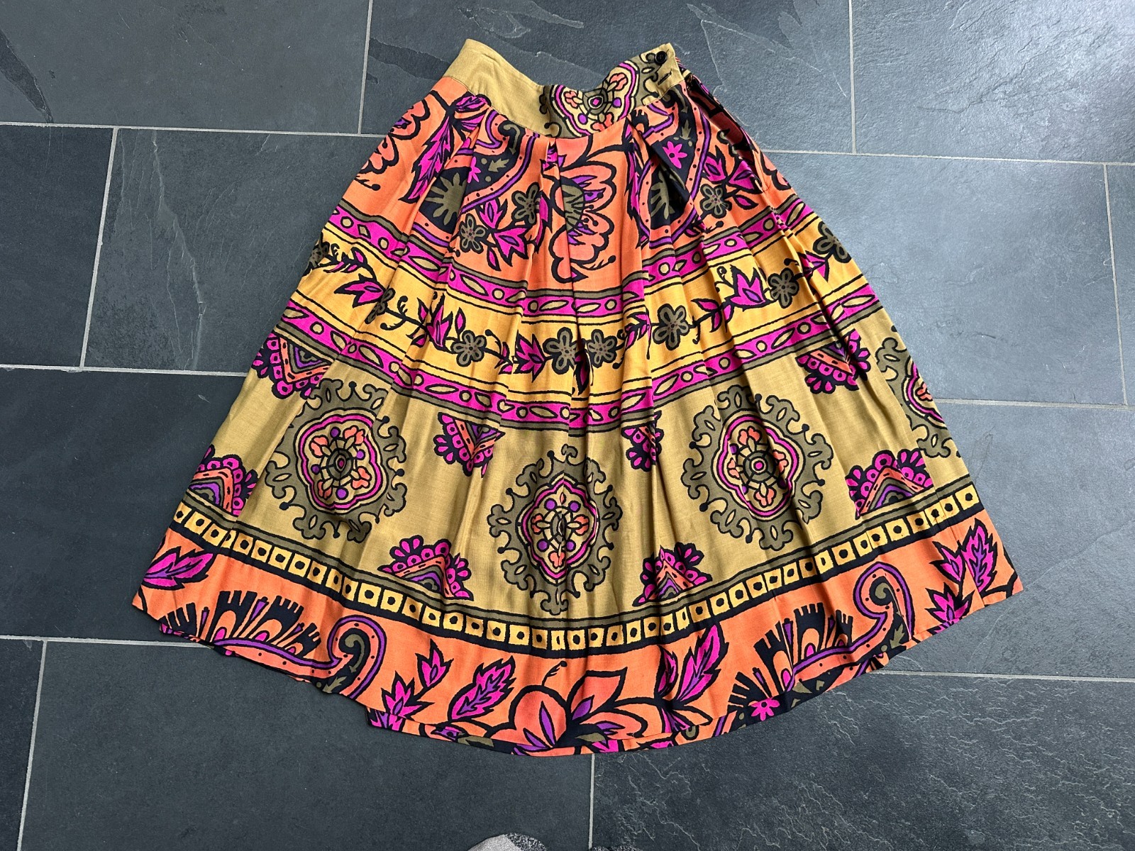 Vintage 1980s Colorful Full Rayon Skirt Incognito