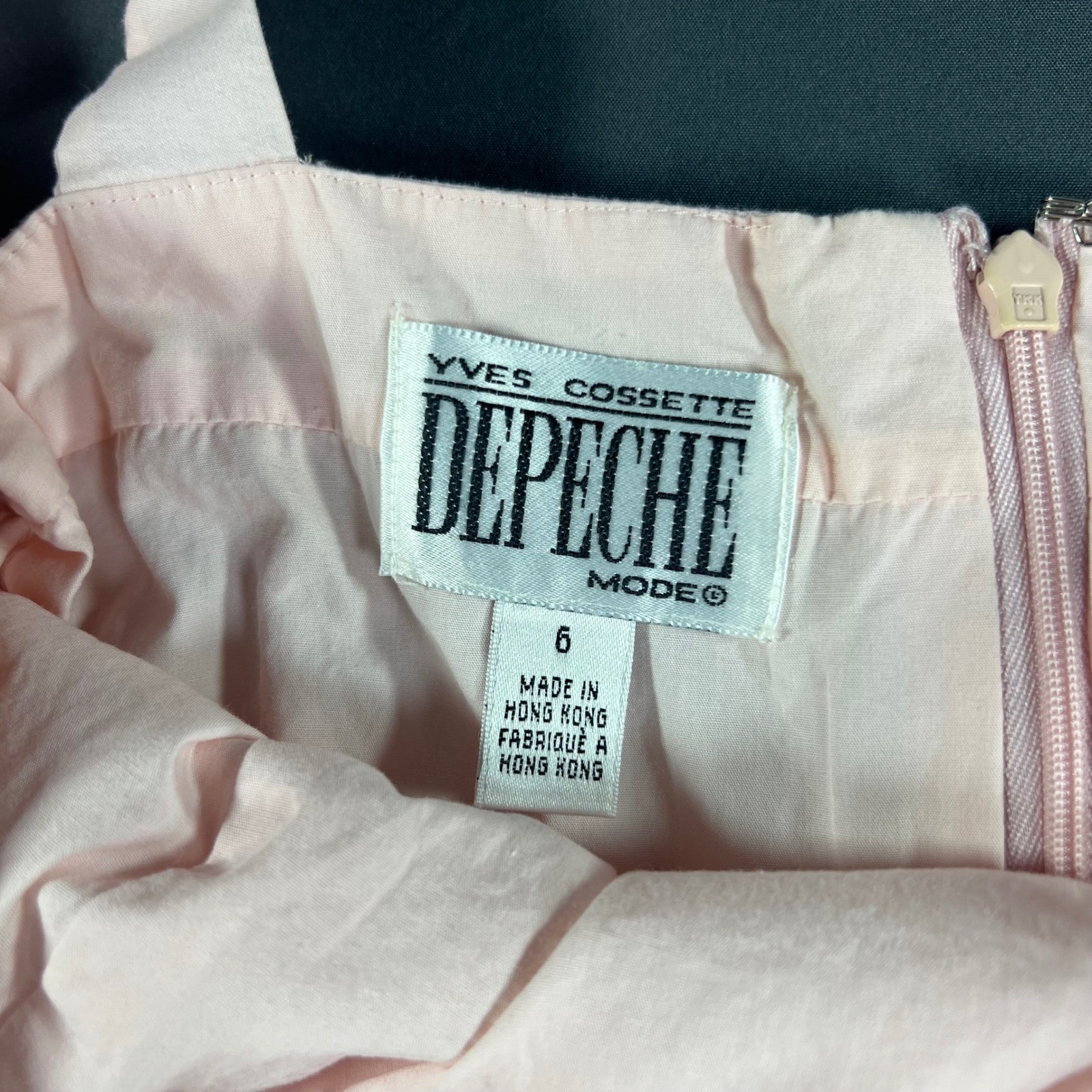 Yves Cossette Depeche Mode Vintage Pink Cotton Pintuck Midi Dress Womens 6
