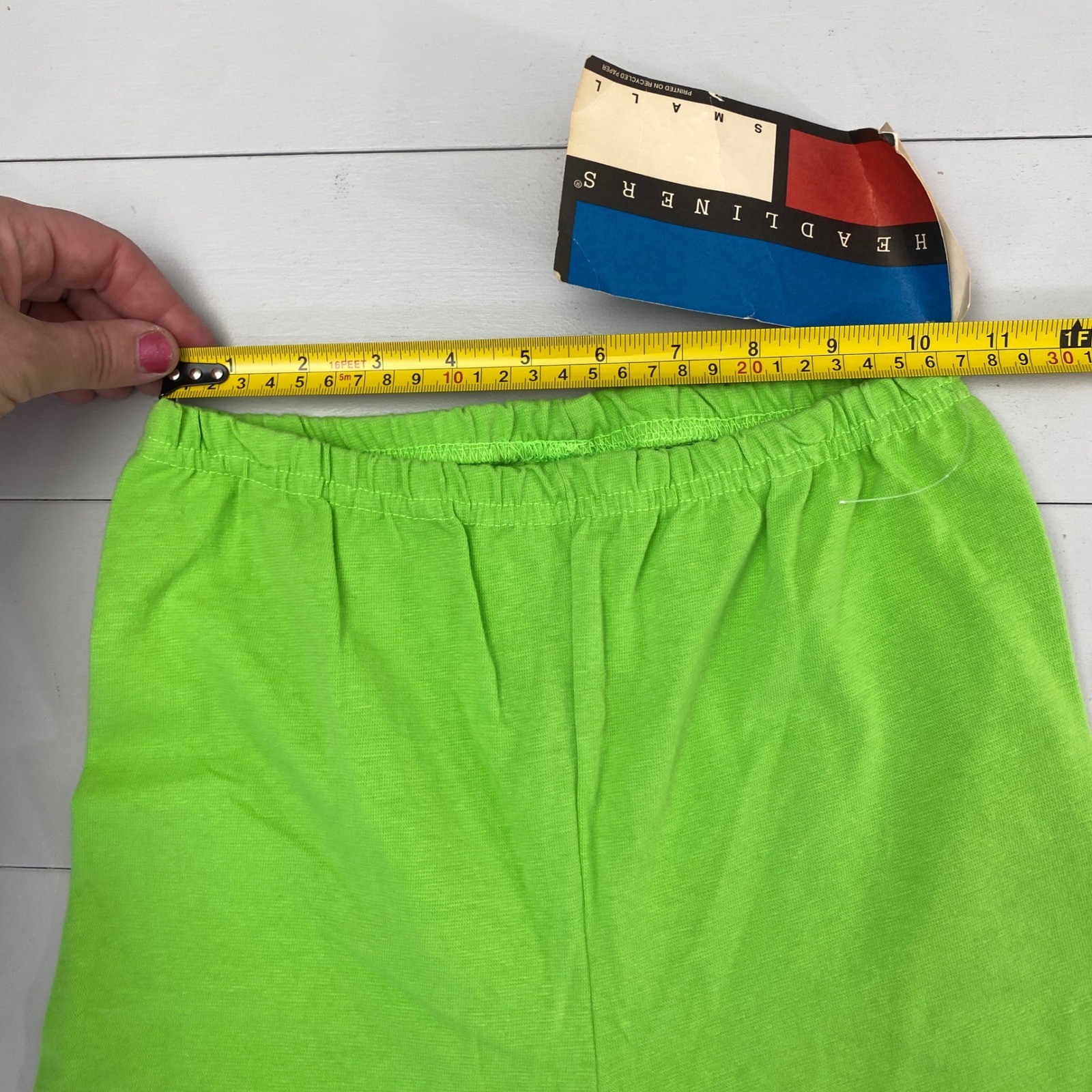 Headliners Vintage 90s Neon Green Biker Shorts Women Small Made in USA Retro