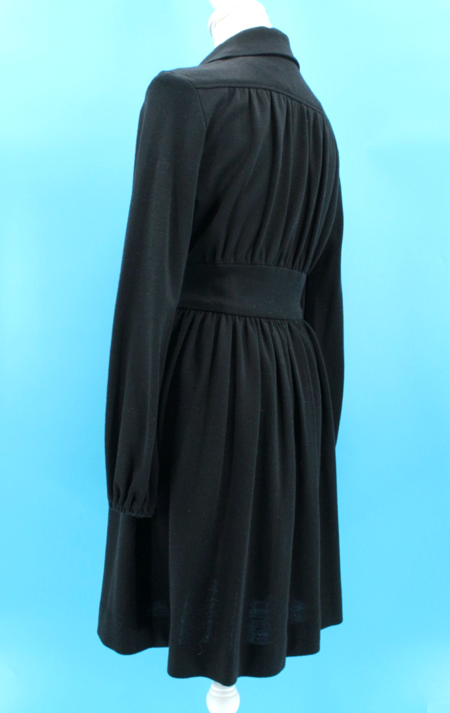 Vtg Women’s 70s Black Jonathan Logan Shirtwaist Midi Dress Sz XS/S 1970s