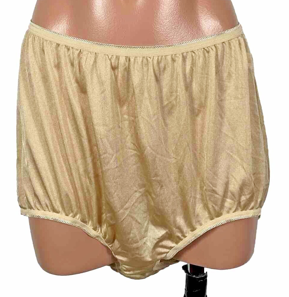 Silky Nylon Sissy Panty Slippery 9/XXL Beige Mushroom Brief Granny Underscore