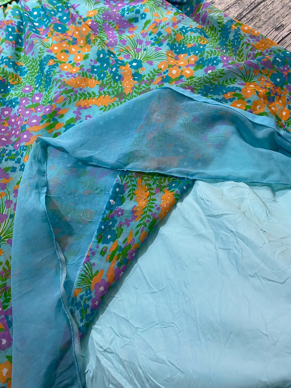 Vtg 60s MOD Maxi Dress XS/S Chiffon Flower Power Psychedelic Hippie Gown Floral