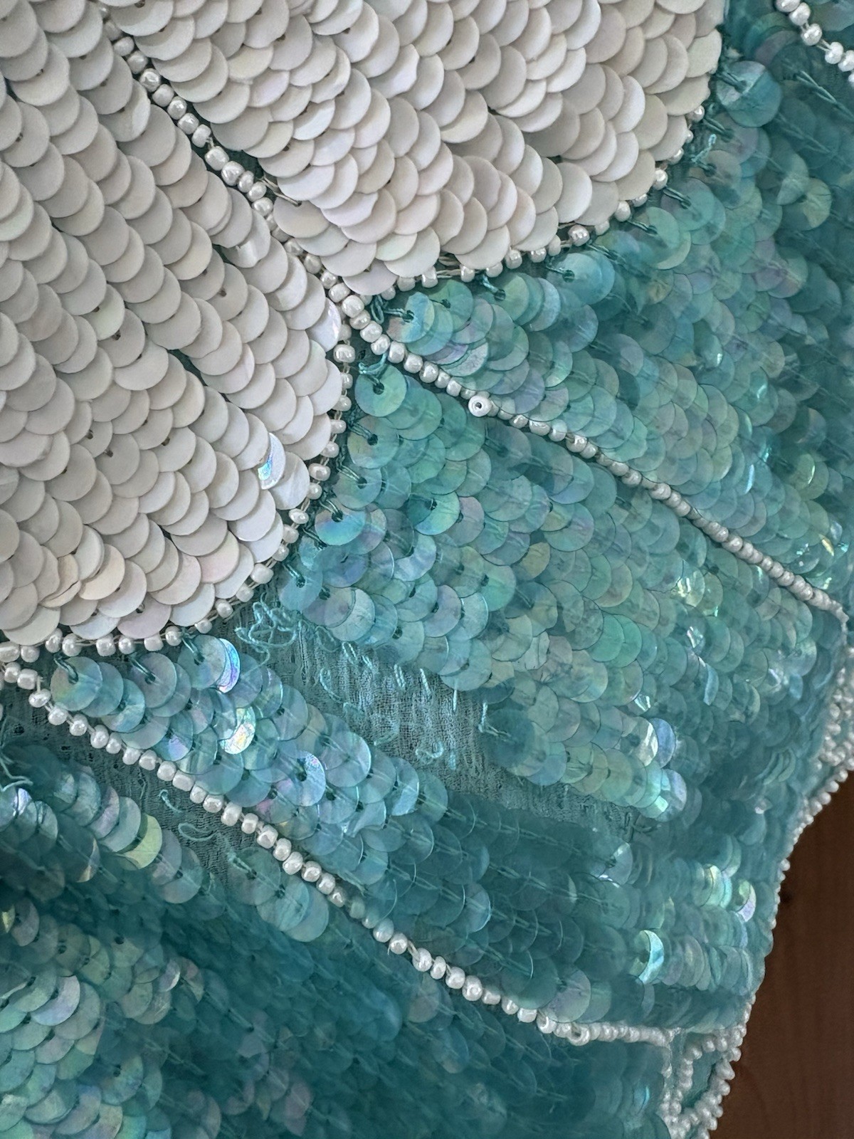 Vintage Suzette International Paris Santa Fe Sequence Butterfly Top teal silver