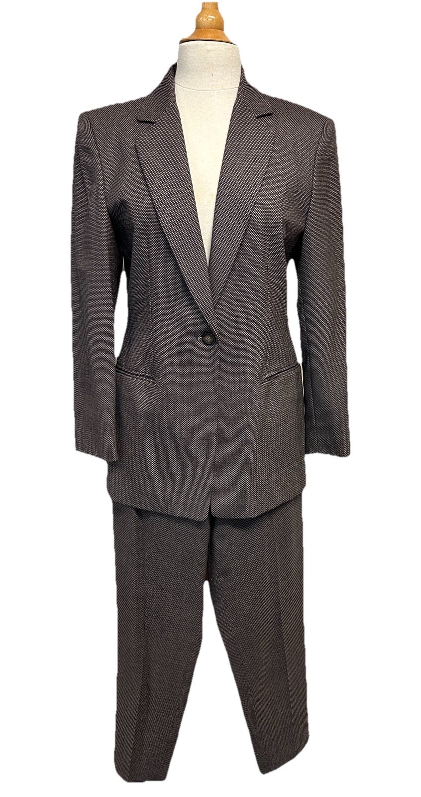 Vtg Pendleton Wool Blend 2-Pc Women’s Gray/Brown Suit Blazer, Pants Sz 6