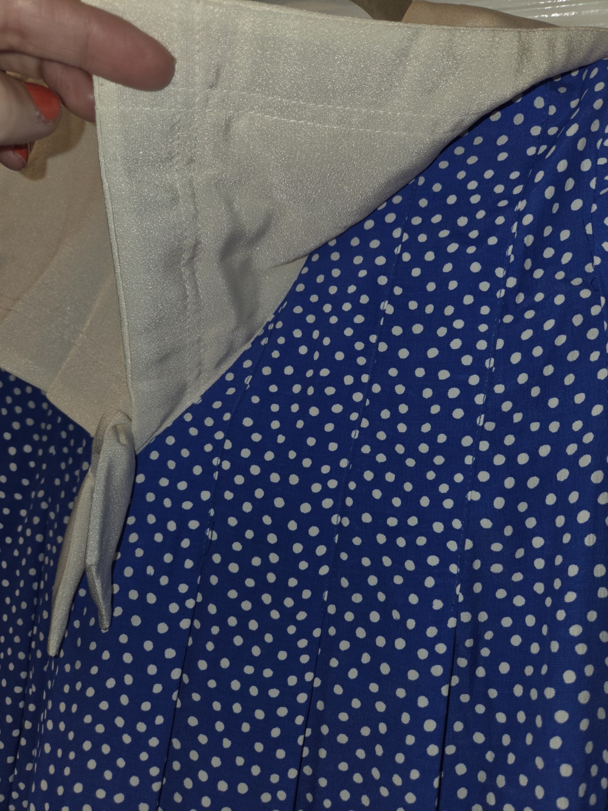 Vintage 80’s Jane Schaffhausen Belle France Blue And White Polka Dot Dress. 8