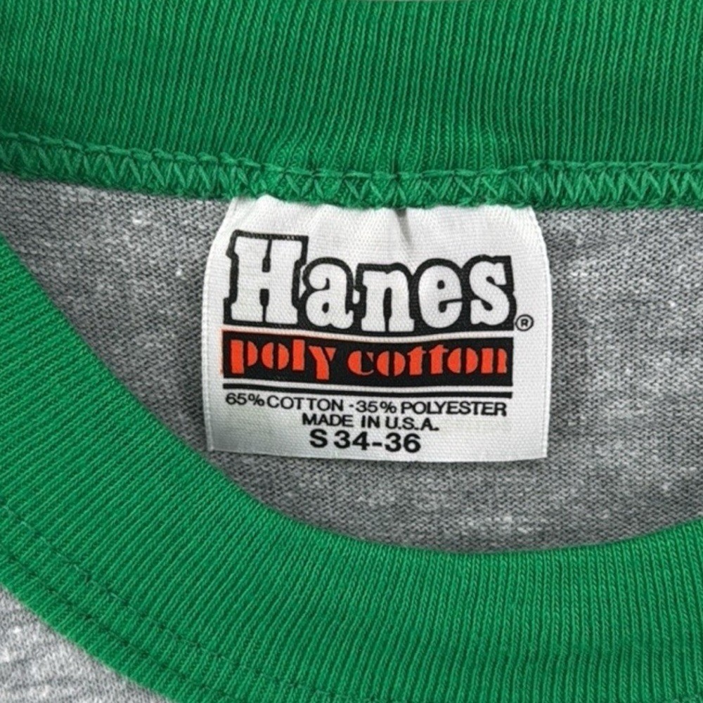 Vintage 1986 St Patricks Day Savannah GA Hanes Raglan Shirt Green Gray Small
