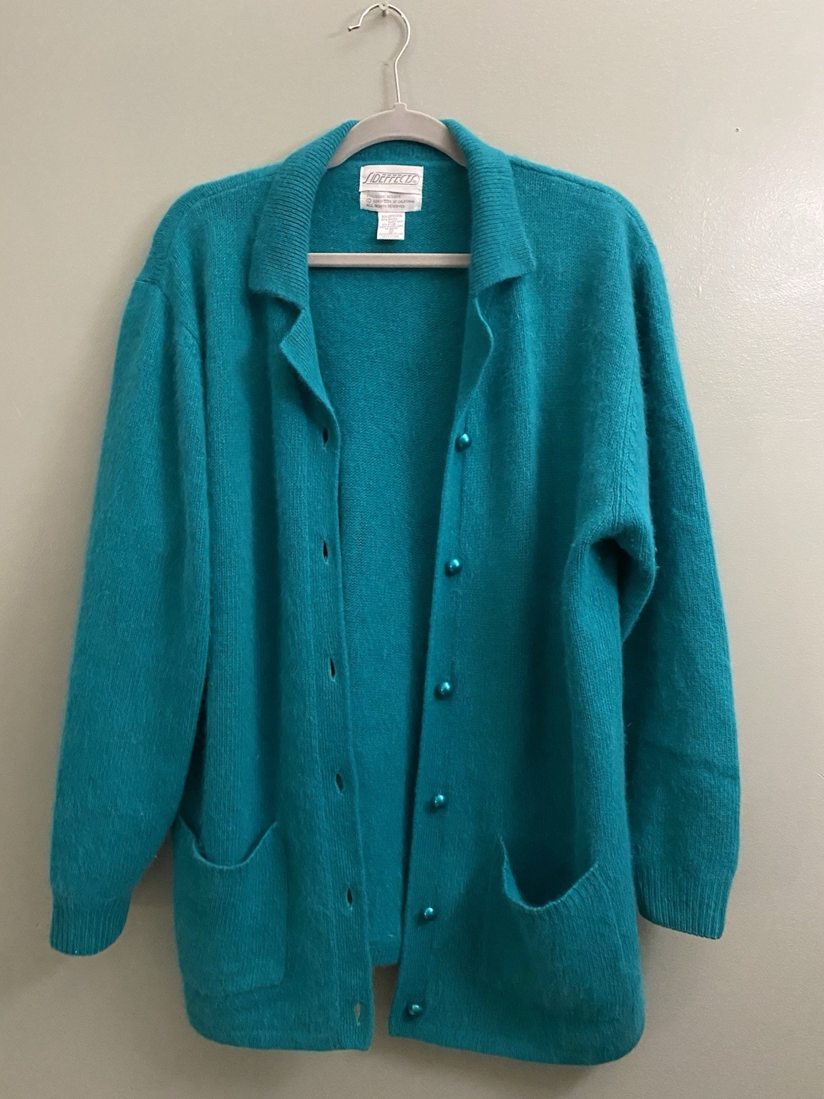 Vintage Womens Sweater Cardigan Oversized Size M Lamswool Mix Tiffany Color