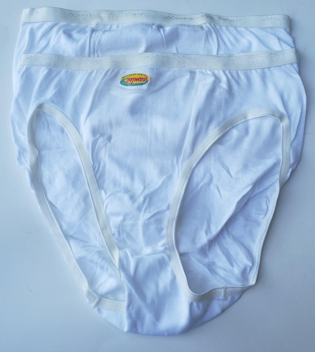 Vintage Hanes Her Way Cotton Hi-Cut Seamless Bikini Panties Size Medium 6 White