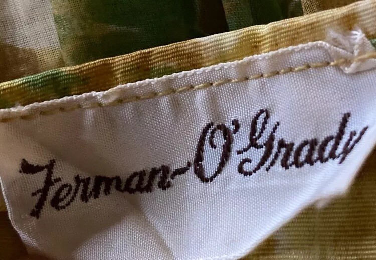 Ferman O’Grady Vintage Party Dress Silk Organza in Yellow Green 1950s Wiggle S/M