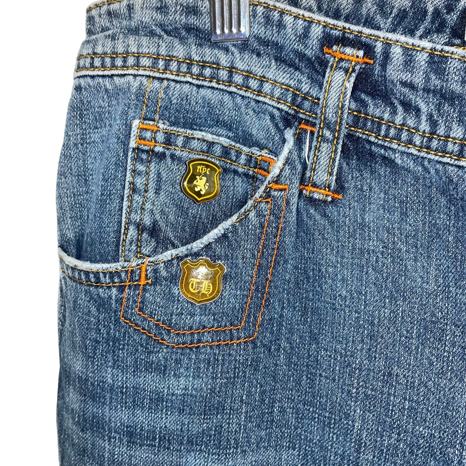 Vintage 2004 Tommy Hilfiger 100% Cotton Straight Leg Distressed Denim Size 12