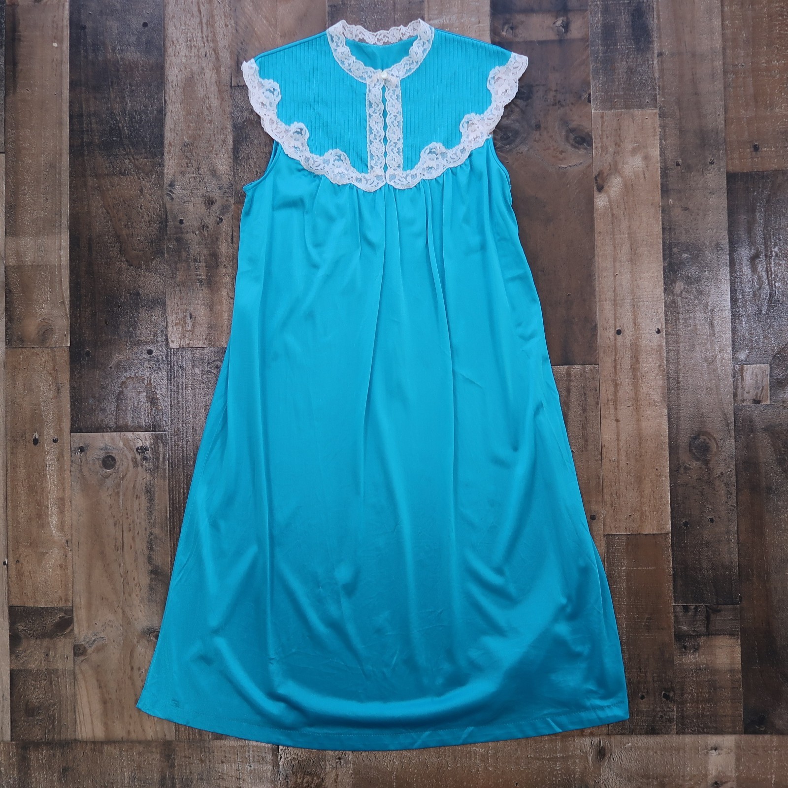 Vintage 1960s Teal Peacock Blue Womans Small Nightgown JcPenney Negligee