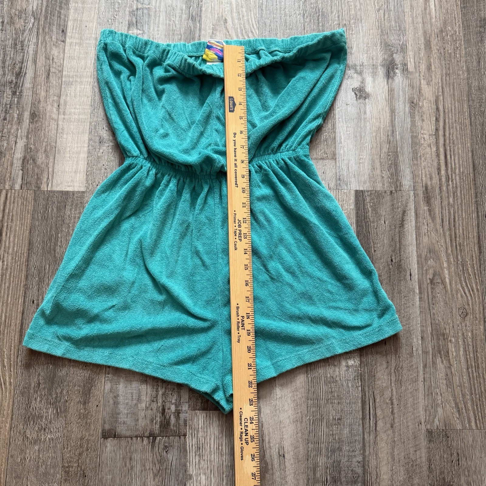 VTG 70s Beached Sears Terrycloth Strapless Teal Romper Jumpsuit (Size M) Rare