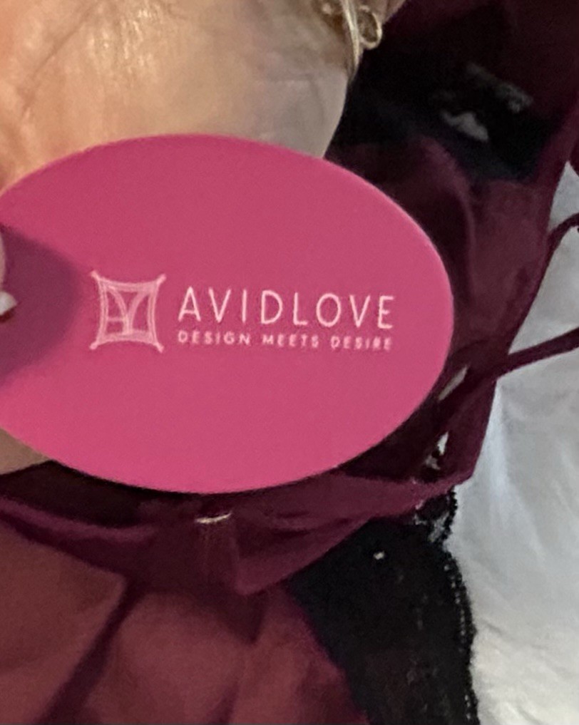 2PC Avidlove Maroon Shiny Satin Black Lace Trim Nightie & Panties NWT XL