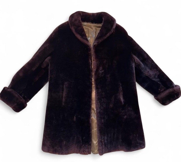 Vintage Mouton Fur Coat Retro 50’s 60’s Retro Chocolate Brown Large Retro
