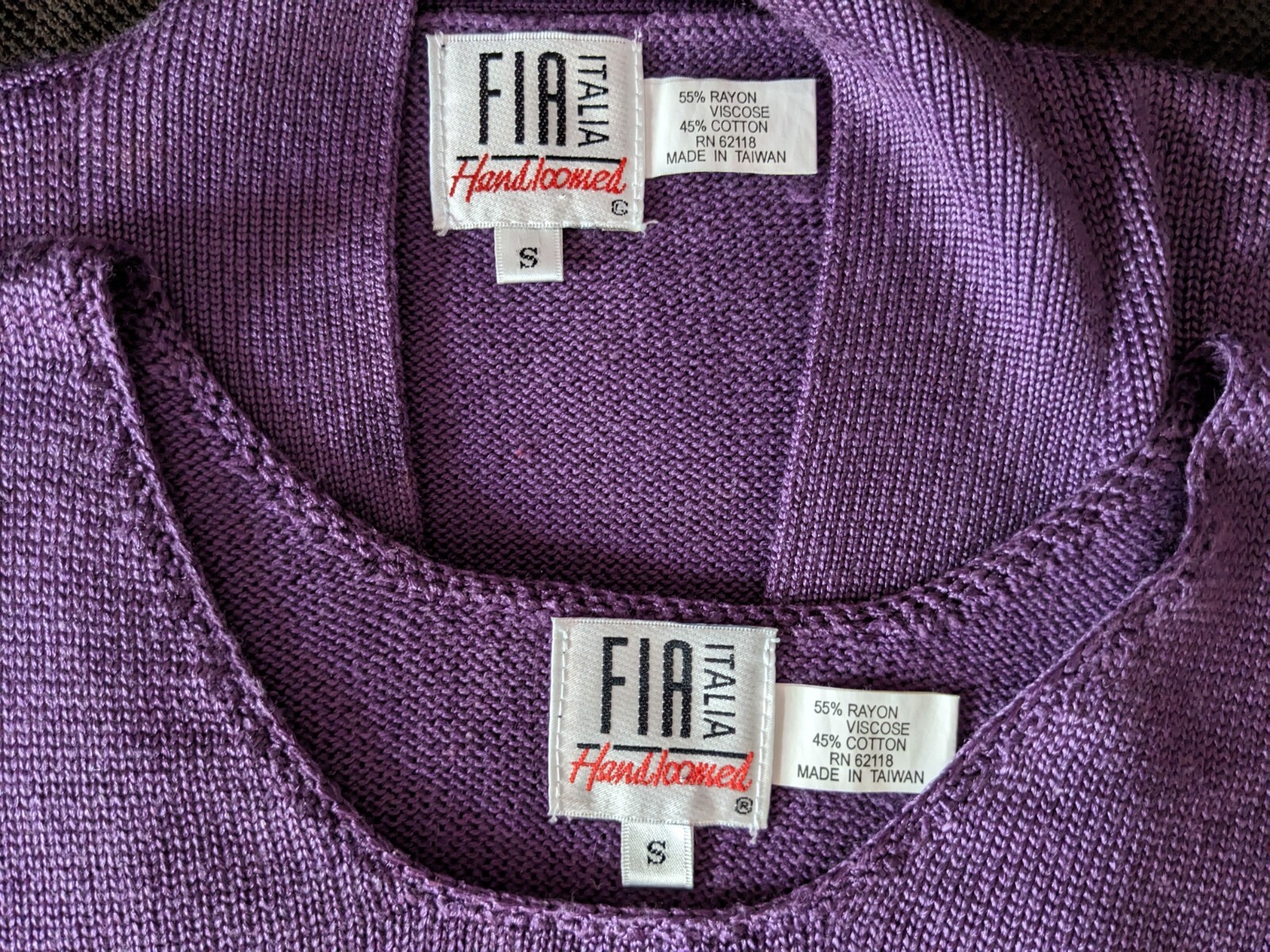 Fia Italia Handloomed Tank Top & Cardigan 34″ bust set, Purple pullover tank SM